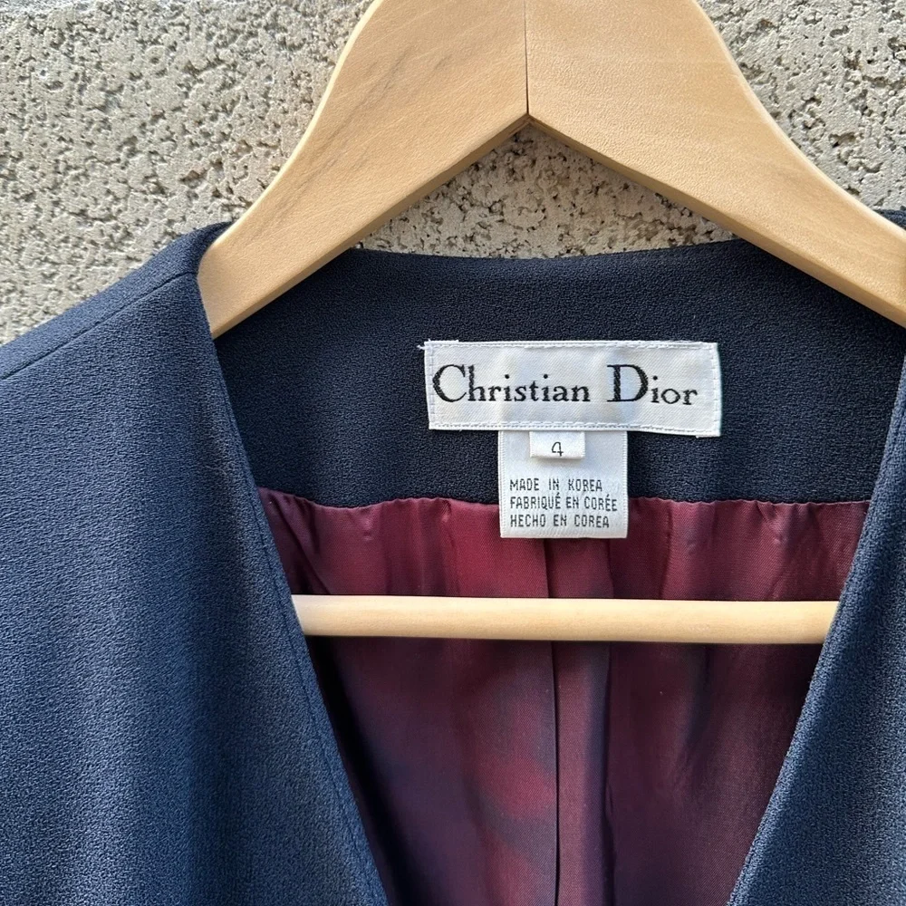 Christian Dior Vintage Navy Blue Wool Like Blazer Women's Size 4